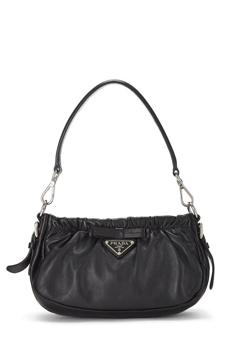 prada calfskin shoulder bag black|Women's Shoulder Bags .